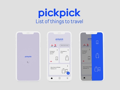 PickPick - App List of things to travel app bag branding sale sales travel travel app ui ux ux design uxui