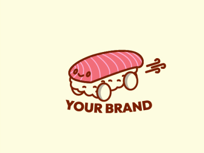 cute racing sushi logo branding design illustration logo vector