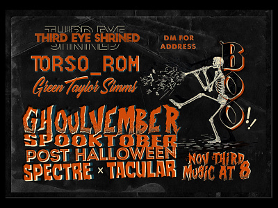 SPOOKY SHOW concert design digtialart graphic art graphic design halloween music retro show shows skeleton skulls spooky texture vintage