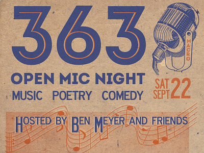 Open Mic art design flyer design gig poster graphci design retro retro art vintage