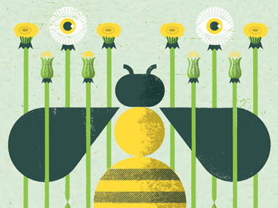 Andrew Bird bees poster bee dandelion distress eyes flower geometric illustration poster texture
