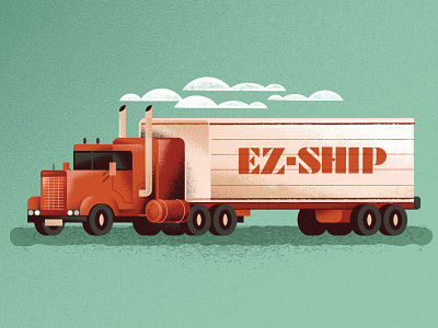 Keep on truckin' distress illustration moving day semi shipping texture trailer transportation truck vehicle