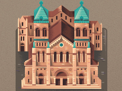Cathedral architecture building cathedral catholic church city colombia illustration medellín perspective texture
