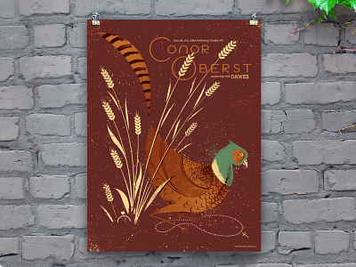 Conor Oberst concert poster bird distress gigposter grain illustration midwest pheasant poster texture wheat