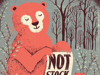Notstock Poster animals bear distress ferns forest illustration plants poster raccoon texture woods