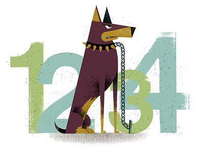 Number Protection animal chain distress doberman dog editorial fierce guard illustration numbers protection texture