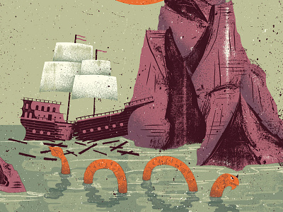 Shipwreck distress gigposter illustration monster ocean poster sails sea sea monster ship shipwreck texture