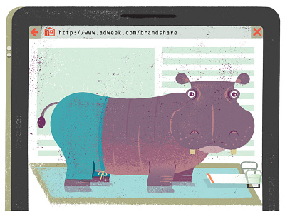 Adweek Hippo adweek animal distress diving board editorial hippo illustration mobile pool tablet technology texture