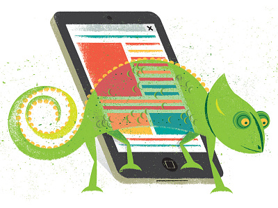 Adweek Chameleon adweek animal cell chamelon distress editorial illustration lizard mobile phone technology texture