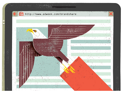 Adweek Eagle adweek animal banner bird distress eagle editorial illustration mobile tablet technology texture