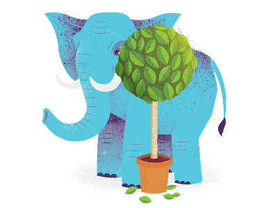 Bashful Elephant animal bashful bush distress editorial elephant embarrassed illustration plant texture tree