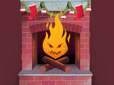 Season's Cheatings christmas distress editorial fire fireplace garland hearth holidays illustration scam stockings texture