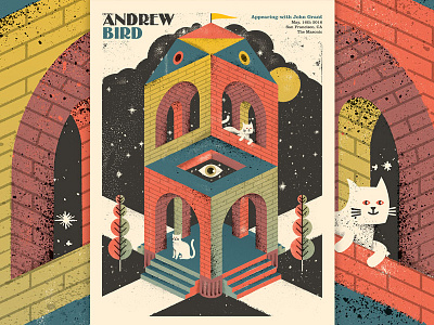 Andrew Bird Cathedral castle cat cathedral celestial escher gigposter pillars poster psychedelic screenprint space tower
