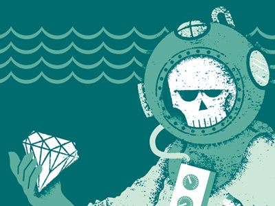 Scuba Sneak Peak dead diamond distress diver illustration scuba scumbag shirt t shirt tee texture water