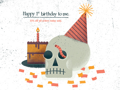 Skull Cake birthday cake candle celebration confetti death frosting party hat rebrand skull worm