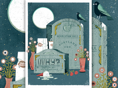 Why? cemetery cemetery dairy queen flowers gigposter grave graveyard ice cream poster robin screenprint
