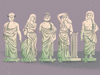 Statues art history bust gigposter god goddess greek illustration poster roman screenprinting statue