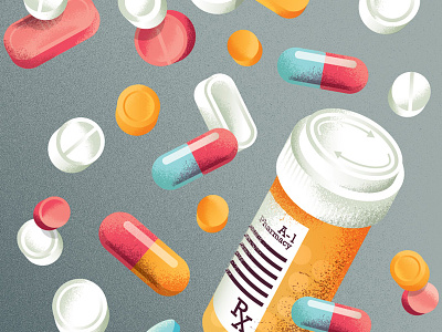 Pills distress editorial illustration lozenge magazine medical medicine opiates pills prescription texture