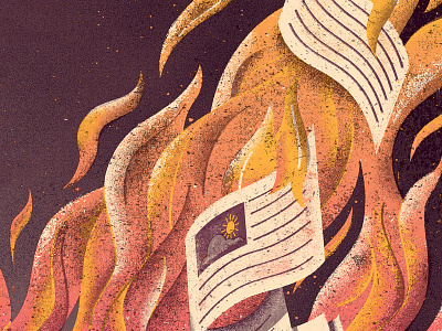 Fire detail book fire flames gigposter illustration poster social anxiety texture