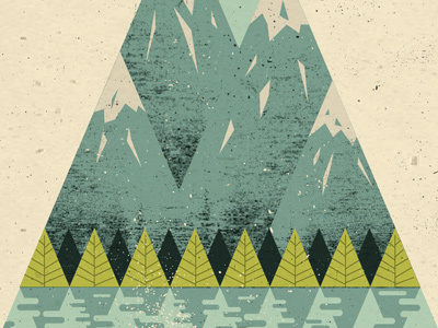 Mountains distress forest illustration lake mountains nature poster screen print texture tree