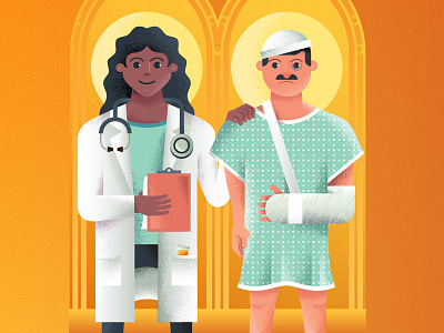 Medical Saints distress doctor editorial health healthcare illustration medical medicine patient physician pills texture