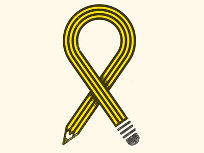 Pencil Ribbon distress icon illustration pencil ribbon texture