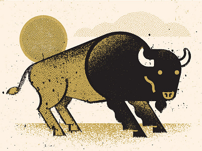 Sepia Buffalo animal bison buffalo icon illustration logo prairie vintage western