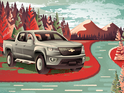 Tuff Truck adventure chevy forest hiking illustration mountain nature pick up texture trees truck vector vehicle