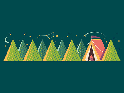 Camping Dribbble adventure camp camping campvibes constellation forest illustration nature outdoors outside tent trees woods