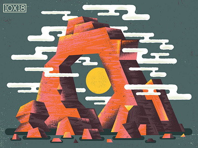 10x18 Sumac "Love in Shadow" 10x18 album cover desert geology illustration metal pinnacle plateau rock rock formation texture