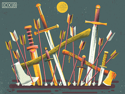 10x18 The Body 10x18 album cover arrow axe battle dagger defeat fantasy fight illustration sword texture war weapon weapons