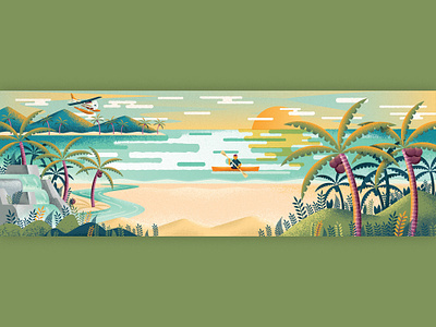 Beach Paradise beach illustration island ocean palm trees sea seaside summer sun texture trees tropical