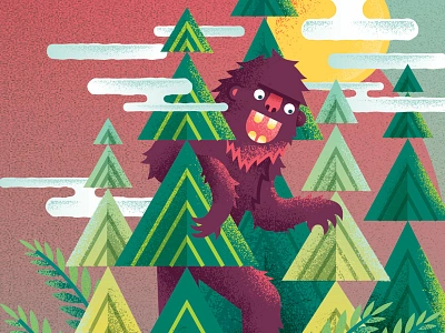 Sasquatch bigfoot editorial illustration forest forest ape illustration nature pacific northwest pnw sasquatch texture trees woods