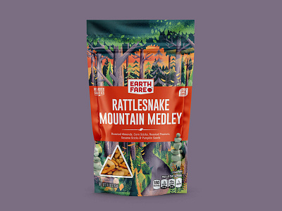 Earth Fare Rattlesnake Mountain camp camping forest hike hiking nature outdoors outside package design packaging sunset trail trees woods