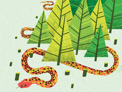 Forest Monster sketch forest geometric illustration monster pattern poster snake stumps texture trees