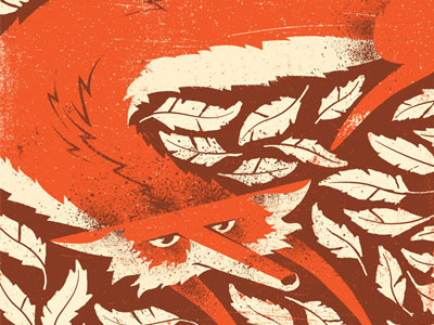 Fox Dribbble 02 chicken distress feathers fox illustration poster texture two color design