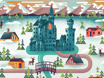 Two Dots Reindeer Realm cabin castle cathedral frozen game illustration map reindeer snow texture two dots videogame videogames winter