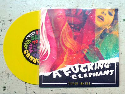 A Fucking Elephant 7" vinyl band music packaging record cover typography vinyl weiner jokes