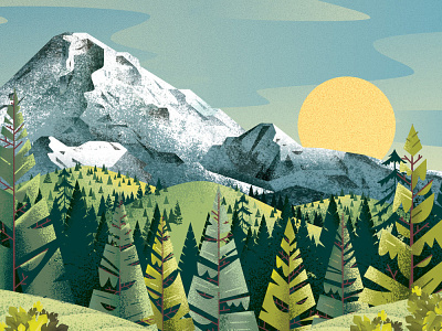 Mt Hood fire forest hills illustration mountain mountains mt hood nature oregon pine texture trees volcano woods