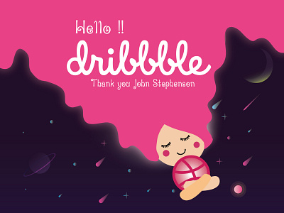 hello dribble dribbble invite first shot galaxy hello dribble illustration