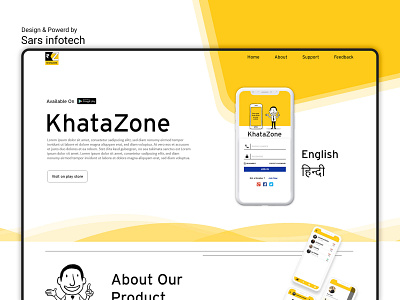 KhataZone Landing Page Design app landing page design app promotion branding design design inspiration digital illustration landing page sars infotech template design typography ui ux web template design website