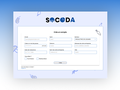 Create account page - Socoda account create account flat food illustration ui ux vegetable web website