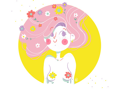 Spring is coming character cute digital illustration digitalart flower girl illustration illustrator ipadpro procreate procreate art spring