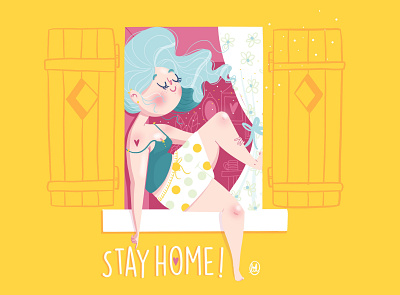 Stay home ! character confinment covid19 curve digital illustration digitalart illustration illustrator ipadpro procreate stayhome