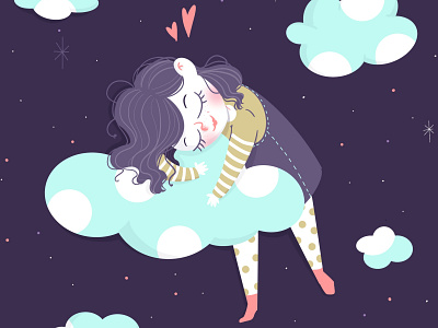 Dans Les Nuages art character childrens illustration clouds cute daydream digital illustration digitalart dots illustration ipadpro procreate procreate art