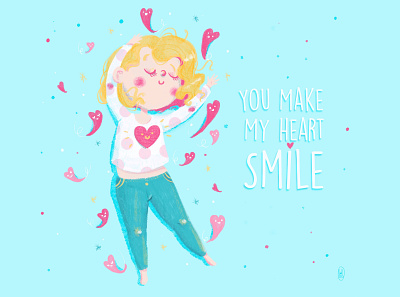 You make my heart smile character cute digital illustration digitalart illustration illustrator ipadpro procreate procreate art