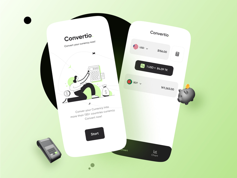 Convertio - Currency Converter App app ui business calculator clean app design converter crypto currency currency converter dollar exchanger free download mobile ui money onboarding trending ui