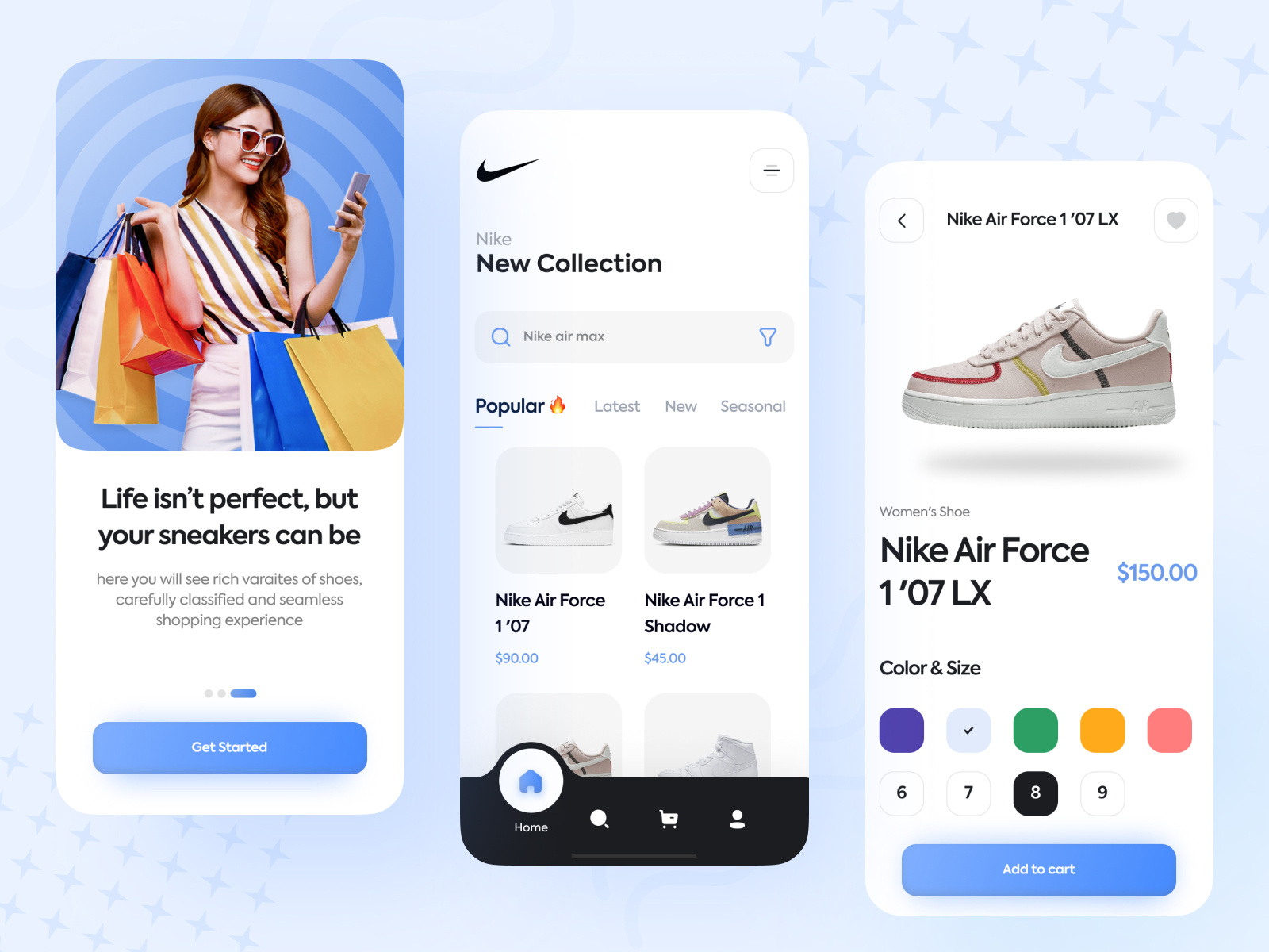 Nike sneakers app ui exploration by Saber Ali for Squidx Agency on Dribbble