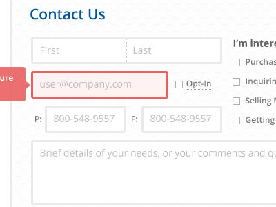 Small Contact Form contact form validation
