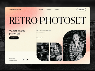 Photographer website concept design figma homepage ui vintage
